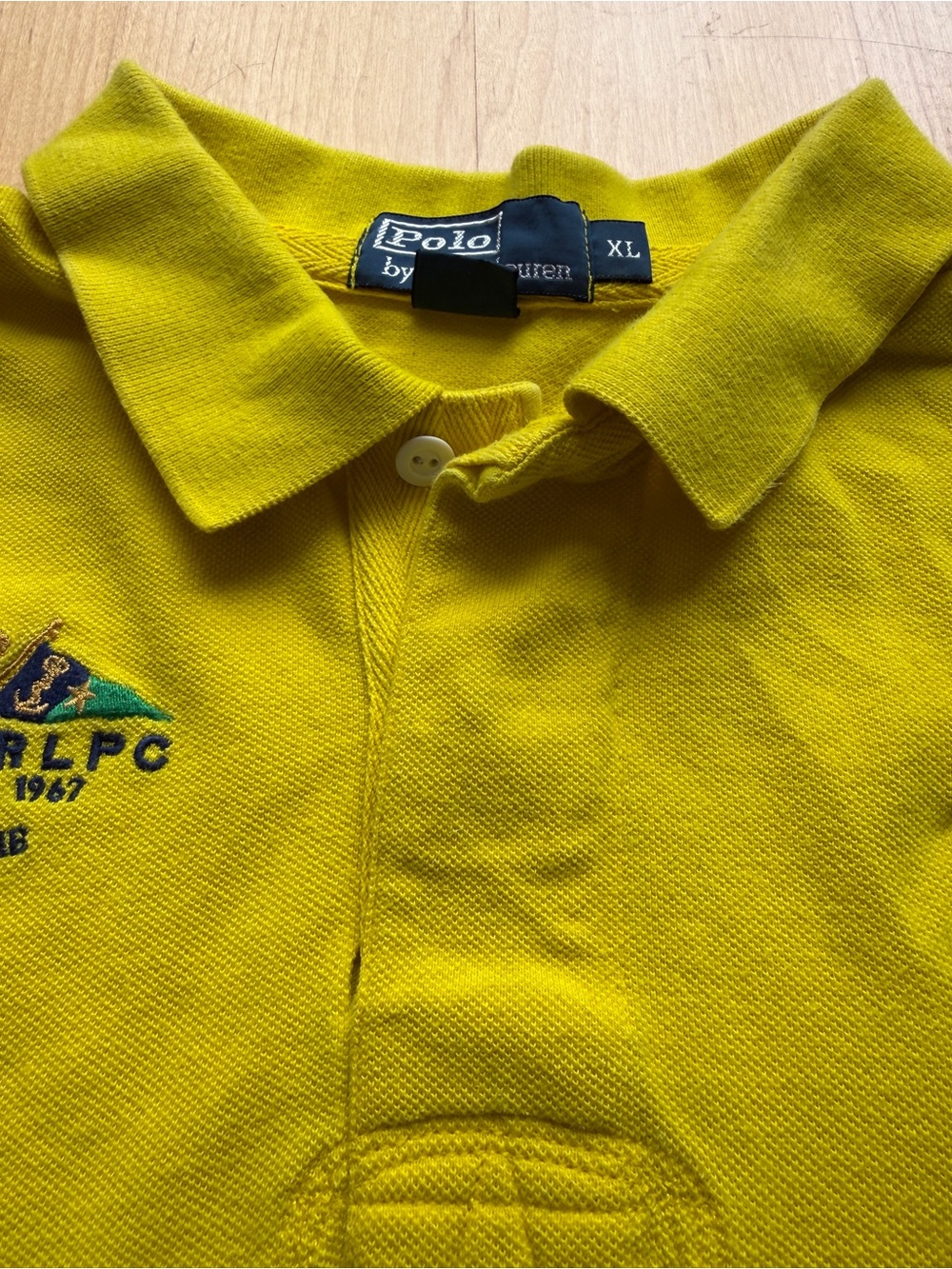 Polo Ralph Lauren Big Pony Yacht Club Polo Shirt XL Yellow Blue Rugby Preppy - Picture 4 of 11
